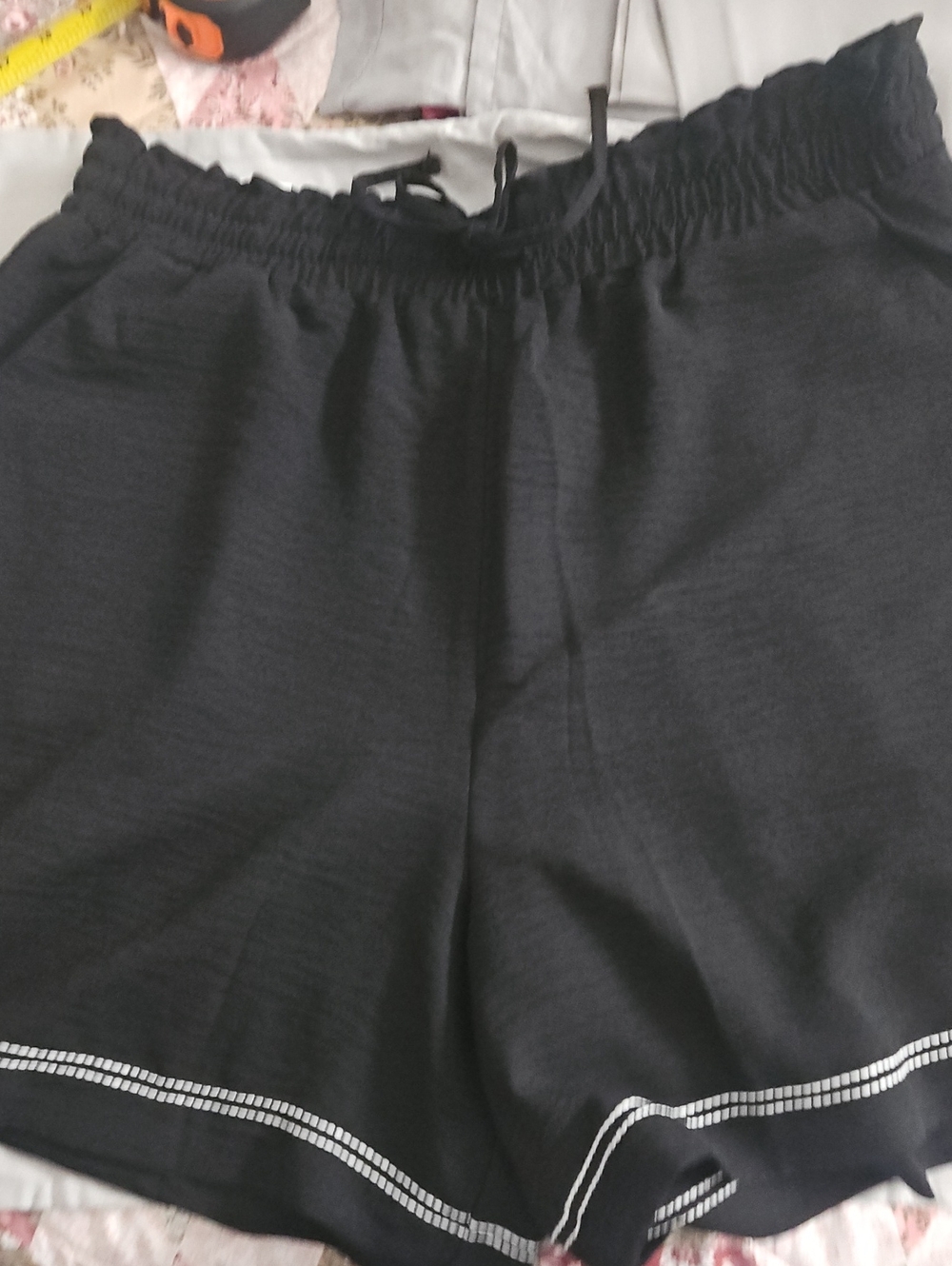 A/X Armani Exchange Black Athletic Drawstring Shorts with White Trim